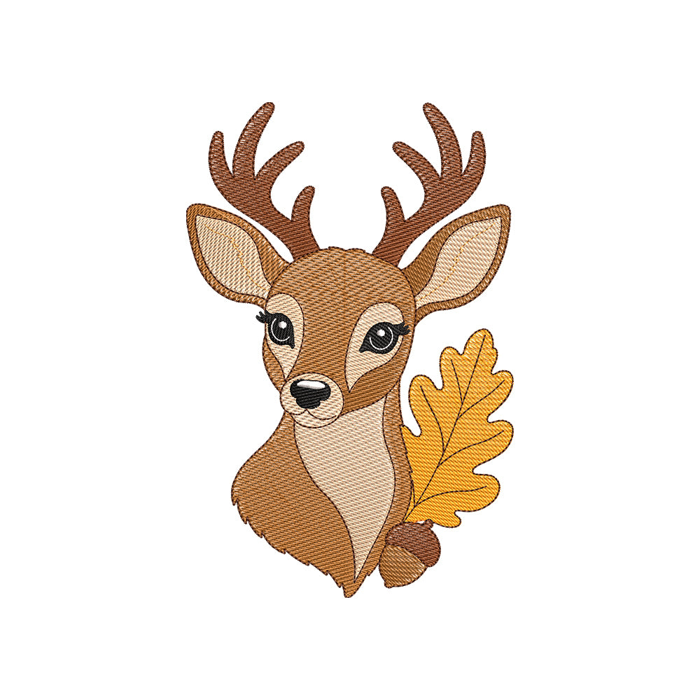 Light Sketch Autumn Deer Embroidery Design