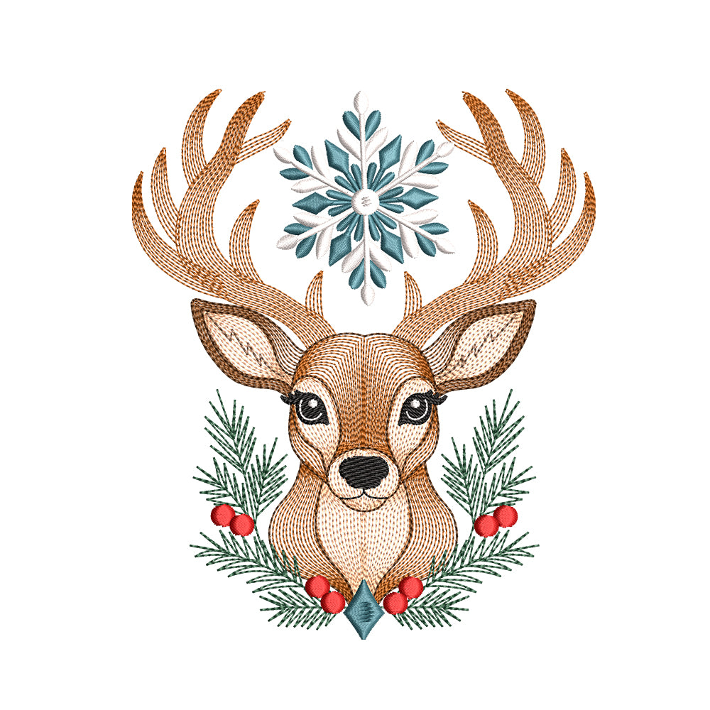 Ripple Christmas Deer Embroidery Designs For Machine - SG14102601