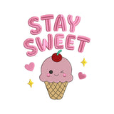 Stay Sweet Summer Quote Embroidery Design Ice Cream - SG15052602