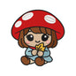 Autumn Mushroom Girl Embroidery Design | Cute Woodland Girl with Fall Leaf Machine Embroidery Pattern - SG15072602