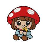 Autumn Mushroom Girl Embroidery Design | Cute Woodland Girl with Fall Leaf Machine Embroidery Pattern - SG15072602