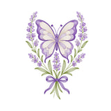 Ripple Butterfly with Lavender Flowers Machine Embroidery Design - SG15092604