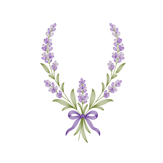 Ripple Lavender Floral Wreath Machine Embroidery Design - SG15092606