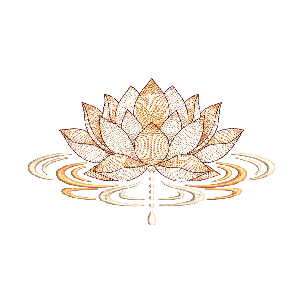 Lotus Flower with Water Ripple Embroidery Design - SG15092609