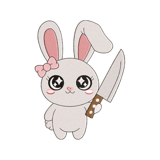 Cute Kawaii Bunny Embroidery Design Funny Mischievous Rabbit - SG16042601
