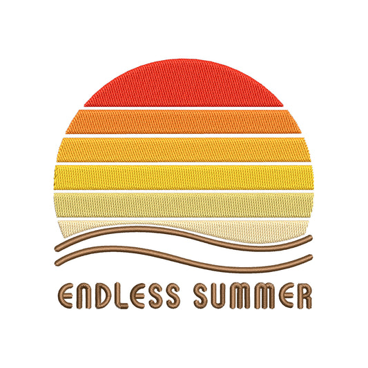 Endless Summer Retro Sunset Quote Beach Embroidery Design – SG16042605