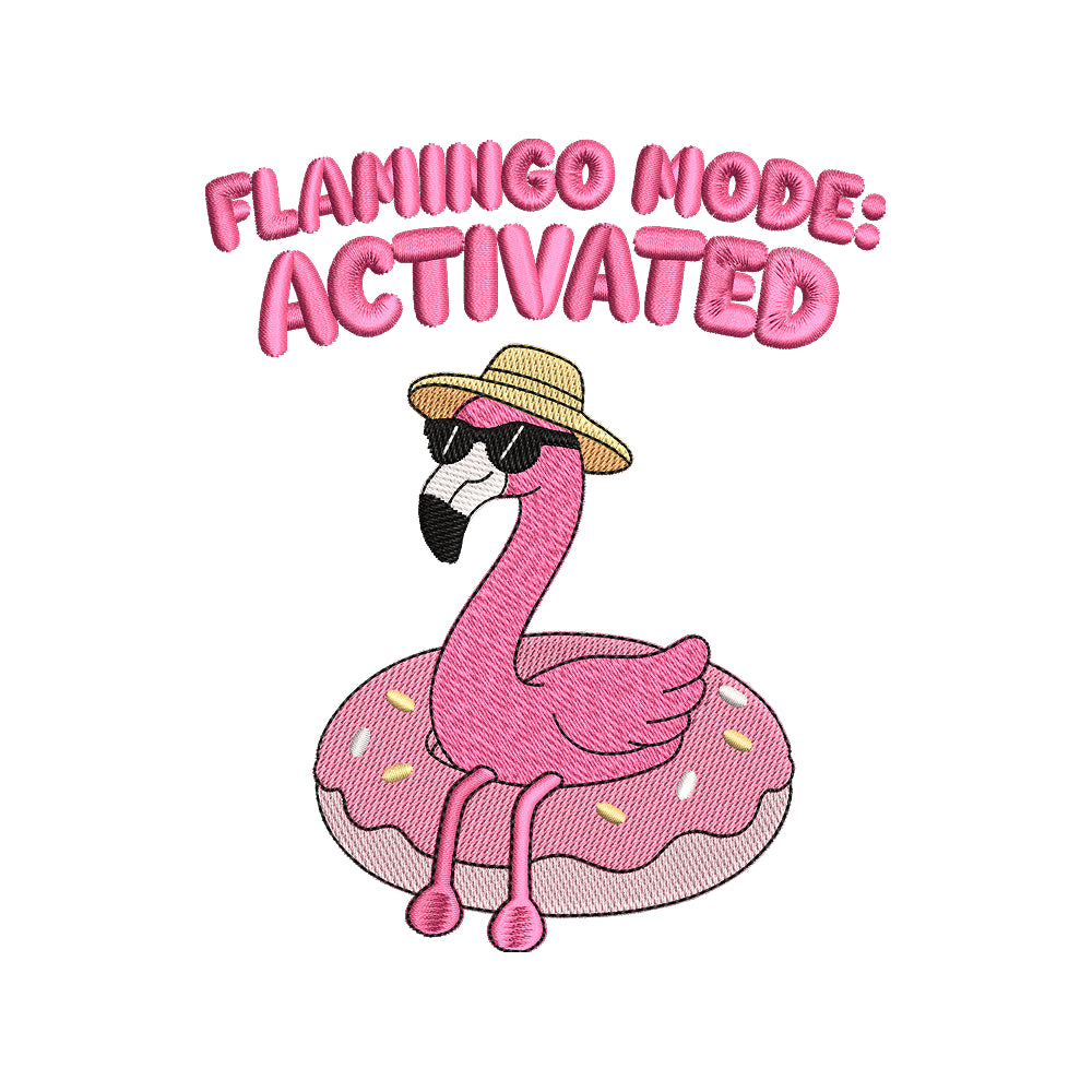 Flamingo Mode Activated Summer Vacation Quote Embroidery Design – SG16042608