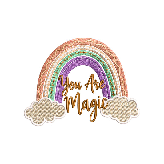 You Are Magic Rainbow Embroidery Design Boho Clouds Inspirational Quote - SG16042626