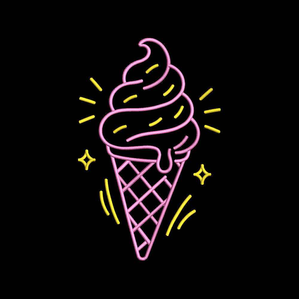 Summer Ice Cream Cone Embroidery Design Cute Sweet Treat Dessert - SG16052613