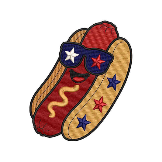 Patriotic Hot Dog Embroidery Design 4th of July Independence Day - SG16052614