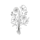 Wildflower Bouquet Floral Line Art Embroidery Design Botanical Flowers Sketch - SG16052617