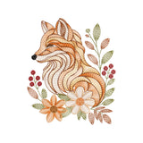Ripple Woodland Fox Floral Embroidery Design - SG16072601