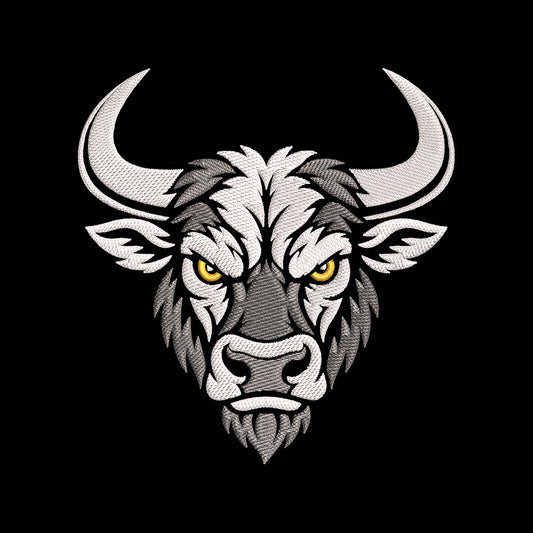 Fierce Bull Head Embroidery Design - Taurus Mascot Motif SG31072662