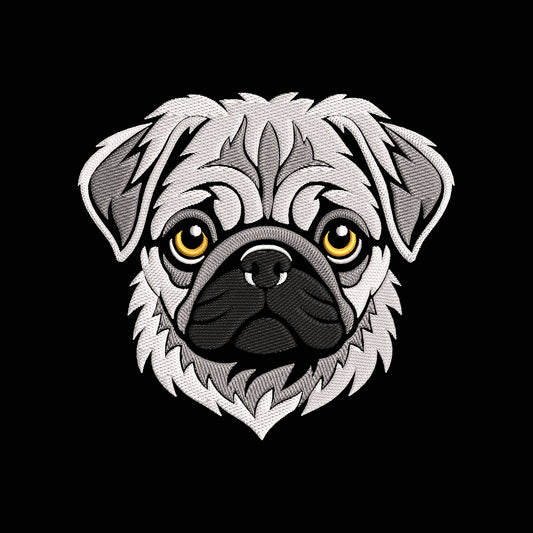 Cute Pug Dog Embroidery Design - Pet Portrait Motif SG31072663