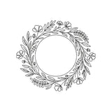 Floral Wreath Embroidery Design Minimalist Wildflower Circle Frame - SG17042601