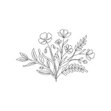 Wildflower Bouquet Embroidery Design Minimalist Floral Bunch Line Art - SG17042602