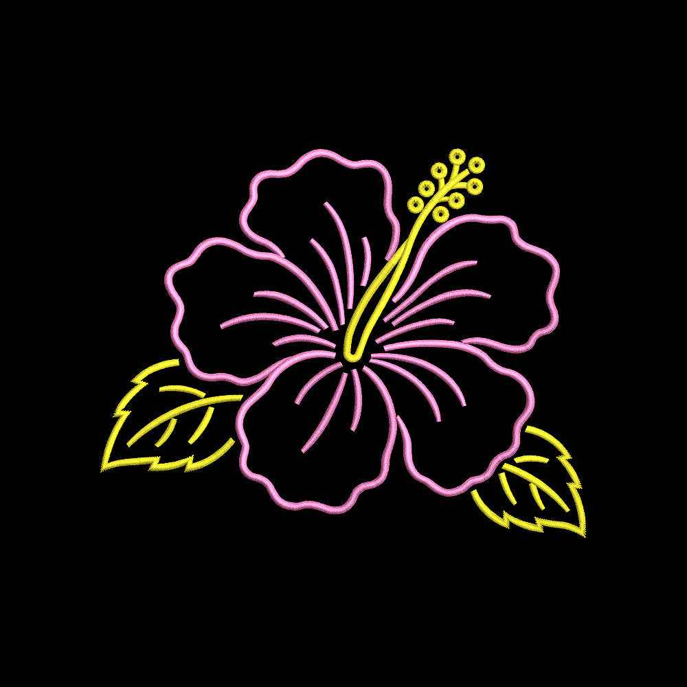 Pink Hibiscus Flower Embroidery Design Tropical Floral Botanical Art - SG17062603