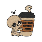 Halloween Skeleton Coffee Embroidery Design | Emotional Support Coffee Machine Embroidery Pattern - SG17062610