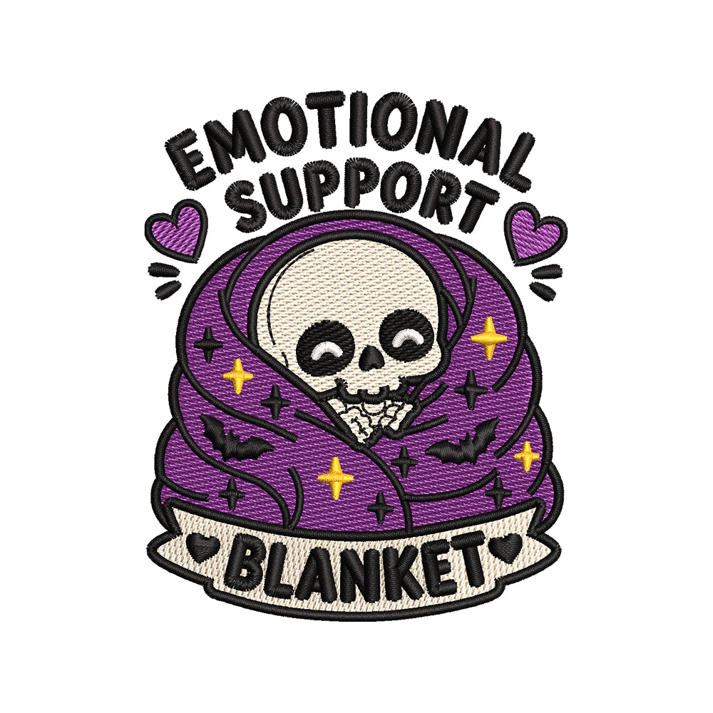Halloween Emotional Support Blanket Embroidery Design | Cute Skeleton Cozy Blanket Machine Embroidery Pattern - SG17062611