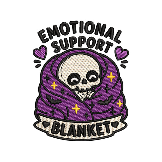 Halloween Emotional Support Blanket Embroidery Design | Cute Skeleton Cozy Blanket Machine Embroidery Pattern - SG17062611