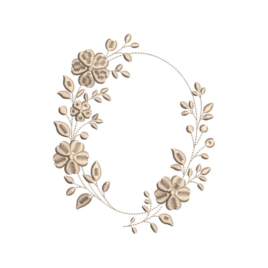 Floral Wreath Embroidery Design Botanical Flower Circle Monogram Frame - SG18052612