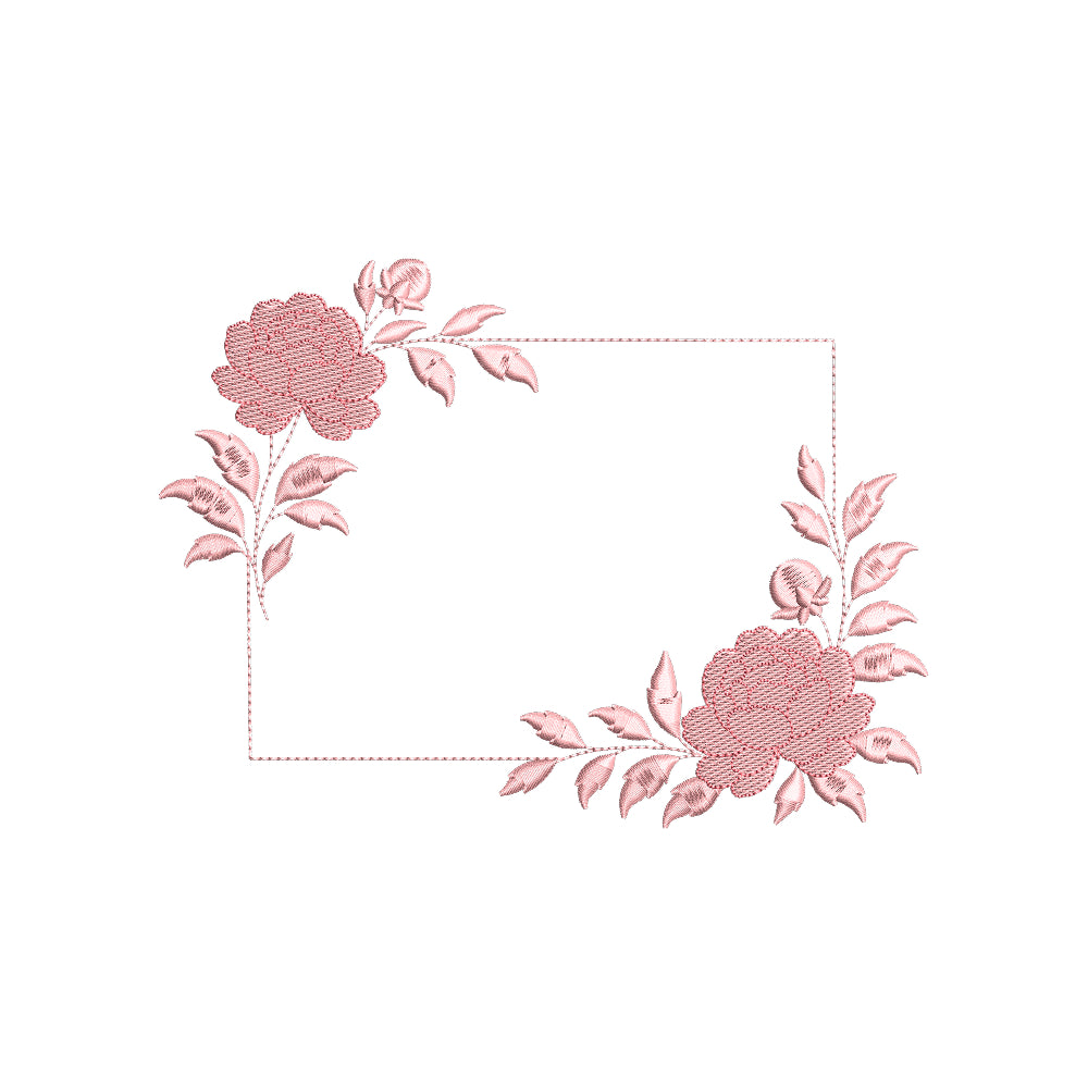 Floral Rectangle Frame Embroidery Design Rose Border Monogram Floral Frame - SG18052613