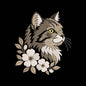Boho Floral Cat Embroidery Design - Botanical Cat Motif SG31072670