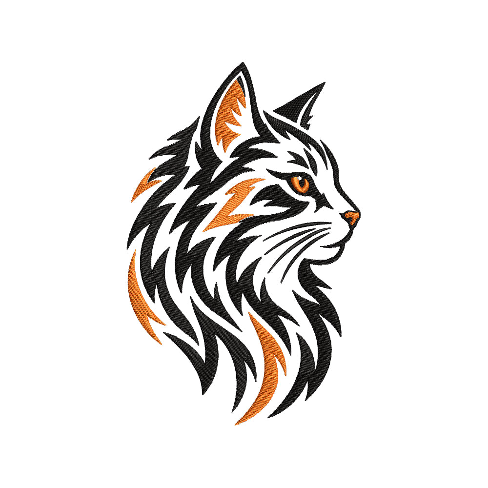 Fierce Orange Cat Embroidery Design - Graphic Feline Motif SG31072672