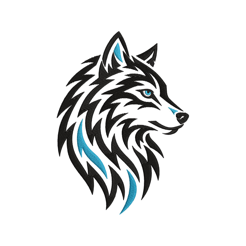 Fierce Blue Eye Husky Embroidery Design - Graphic Canine Motif SG31072673