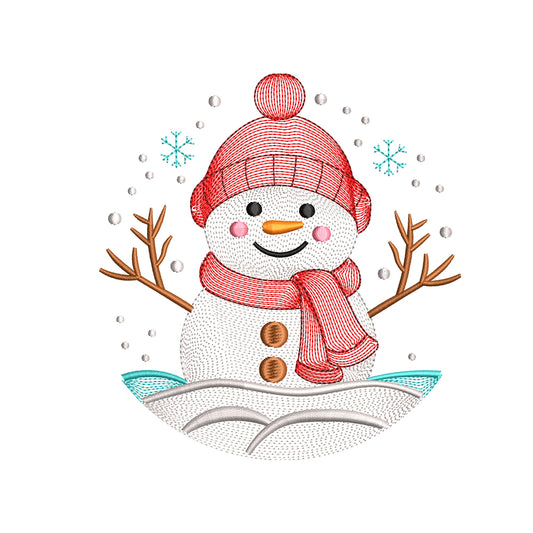 Cute Ripple Snowman Christmas Embroidery Designs - SG18102603