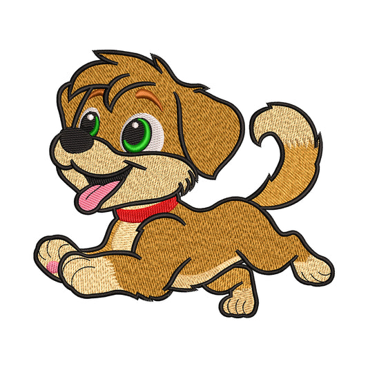 Happy Playful Puppy Embroidery Design - SG190314
