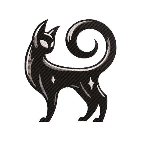 Witchy Black Cat Familiar Embroidery Design - SG190315