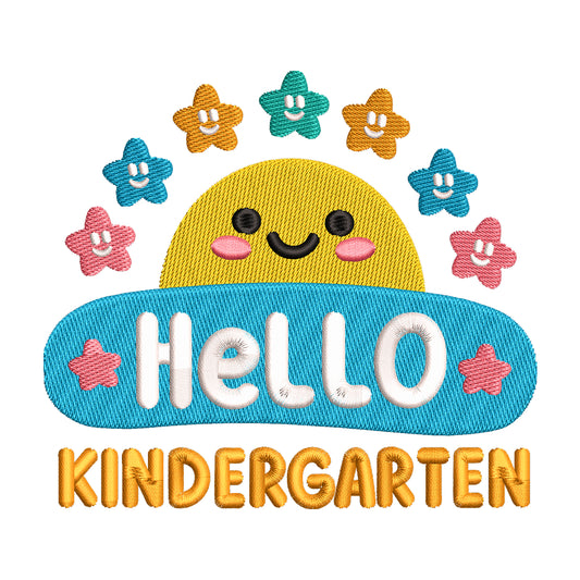 'Hello Kindergarten' Sun and Stars Embroidery Design - SG190319