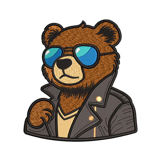 Cool Biker Bear Embroidery Design - SG190328
