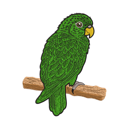 Realistic Green Parrot Embroidery Design - SG190335