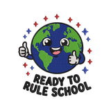 Ready To Rule School Earth Character Embroidery Design Kawaii Back To School - SG19042604