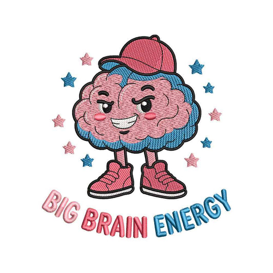 Big Brain Energy Embroidery Design Kawaii Brain Character Back To School - SG19042606