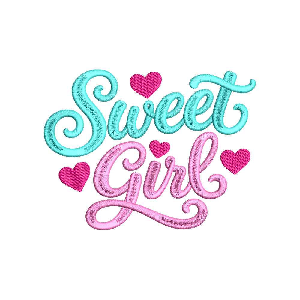 Sweet Girl Baby Quote Embroidery Design Cute Nursery Typography Heart Art - SG19062601