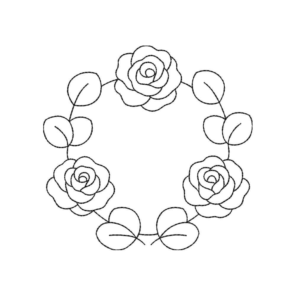 Rose Floral Wreath Embroidery Design | Elegant Flower Circle for Monograms, Gifts & Home Decor - SG19062606