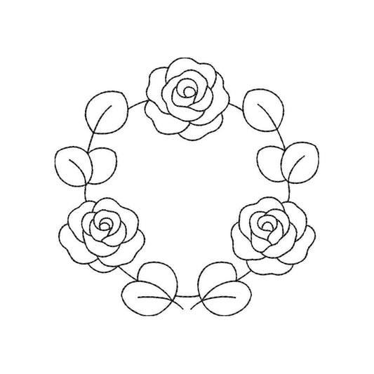 Rose Floral Wreath Embroidery Design | Elegant Flower Circle for Monograms, Gifts & Home Decor - SG19062606