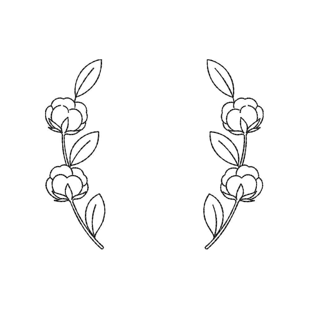 Minimal Floral Frame Embroidery Design | Elegant Symmetrical Flower Border for Monograms, Gifts & Home Decor - SG19062607