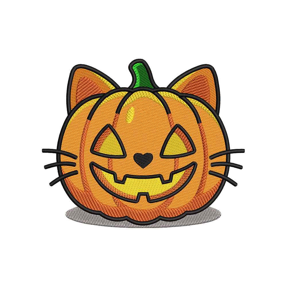 Halloween Cat Pumpkin Embroidery Design | Cute Jack O Lantern Cat Machine Embroidery Pattern - SG19072601