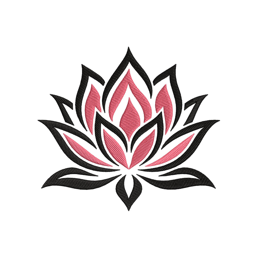 Pink Black Lotus Embroidery Design - Graphic Yoga Motif SG31072675