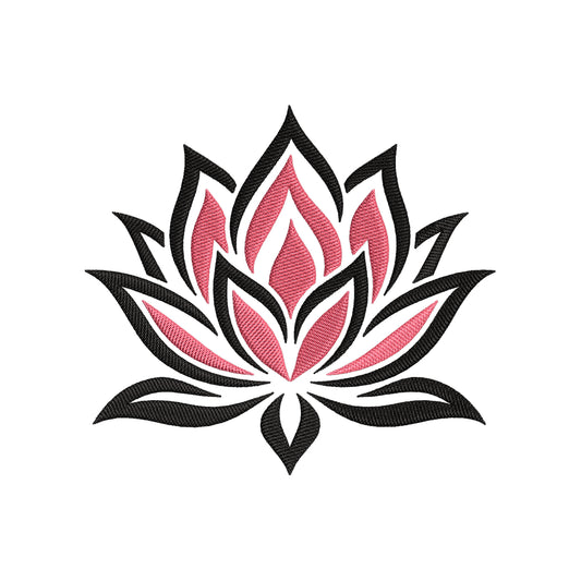 Pink Black Lotus Embroidery Design - Graphic Yoga Motif SG31072675