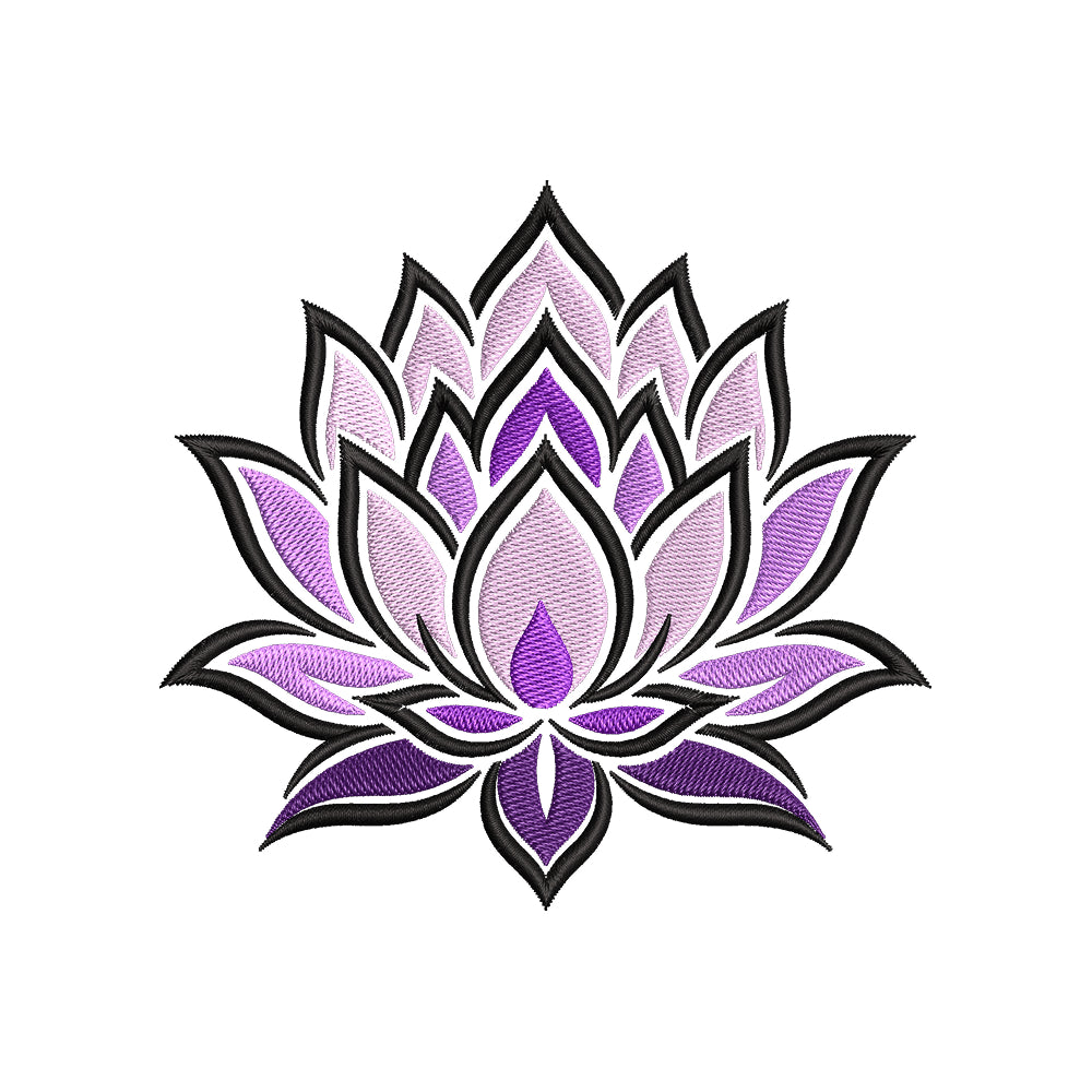 Purple Ombre Lotus Embroidery Design - Spiritual Chakra Motif SG31072676