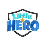 Little Hero Baby Quote Embroidery Design Shield Typography Star Nursery Art - SG20062606