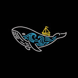 Whale Ocean Embroidery Design | Minimalist Coastal Sea Animal Machine Embroidery Pattern - SG20072601