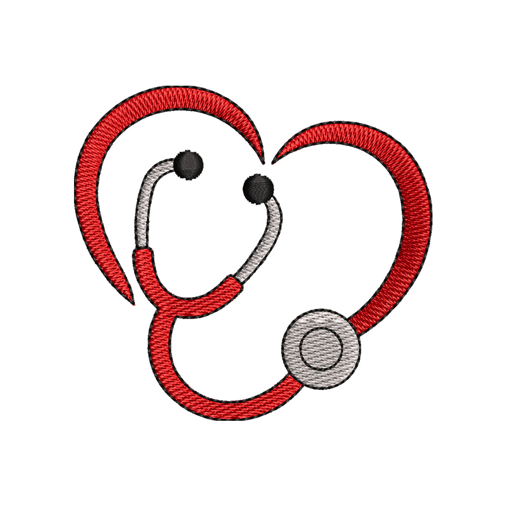 Mini Heart Stethoscope Embroidery Design - Medical Love Motif SG31072679