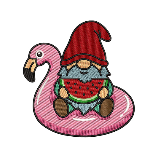 Flamingo Gnome Embroidery Design Summer Pool Float - SG21042601