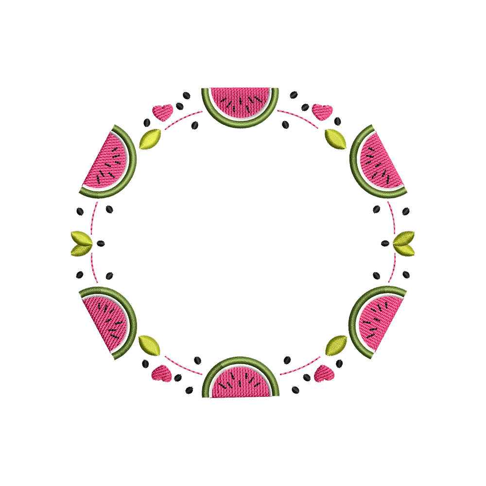 Watermelon Summer Frame Embroidery Design Monogram Wreath - SG21052601